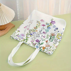 Flower Pattern Printed Casual Tote Bag Reusable Handbag Multifunctional