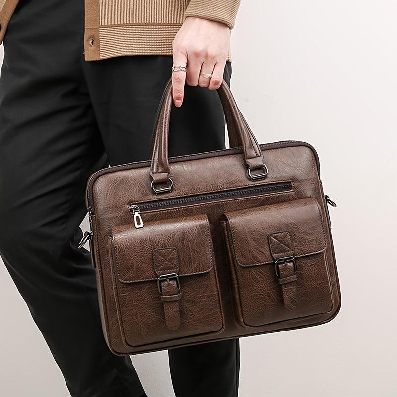 Retro Large Capacity Business Handbag Briefcase