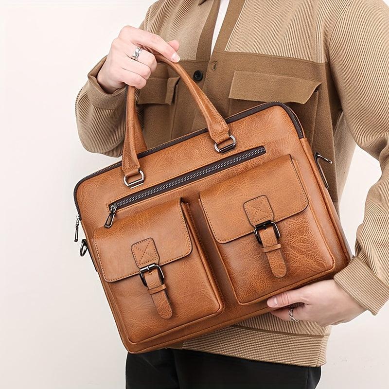 Retro Large Capacity Business Handbag Briefcase