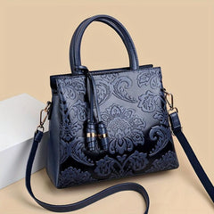Large Red Tote Bag Adjustable Strap Zipper Closure