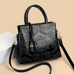 Large Red Tote Bag Adjustable Strap Zipper Closure