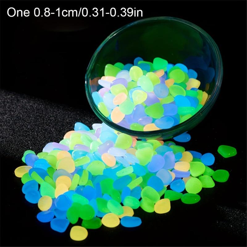 100pcs Glow in the Dark Pebbles Natural Crystals for Garden or Aquarium