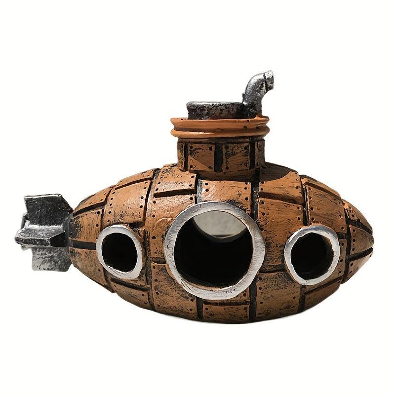 Submarine Diver Fish Tank Ornament Resin Sunken Decor