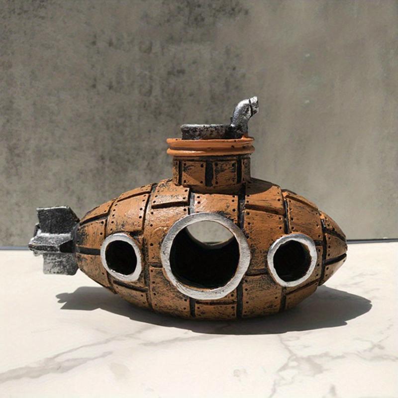 Submarine Diver Fish Tank Ornament Resin Sunken Decor