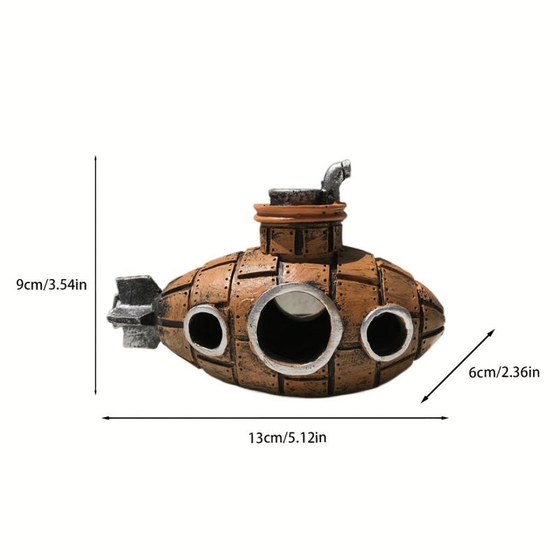 Submarine Diver Fish Tank Ornament Resin Sunken Decor