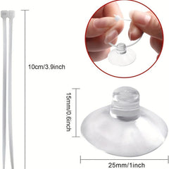 20pcs Aquarium Suction Cups & Hooks with Adjustable Cable Ties