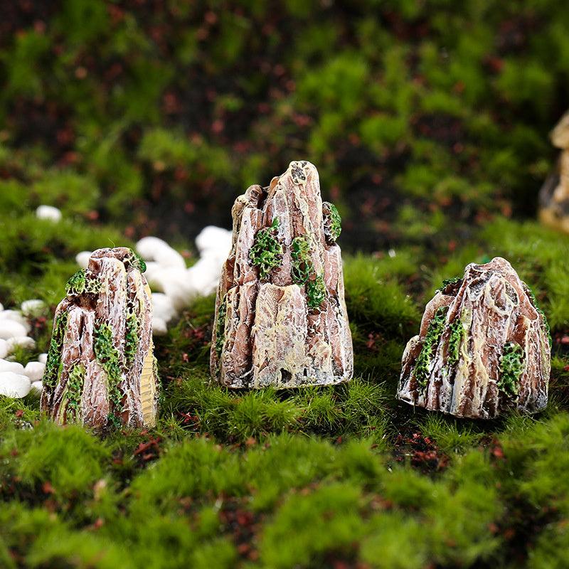 4pcs Aquarium Mountain Ornament Resin Fish Tank Decoration