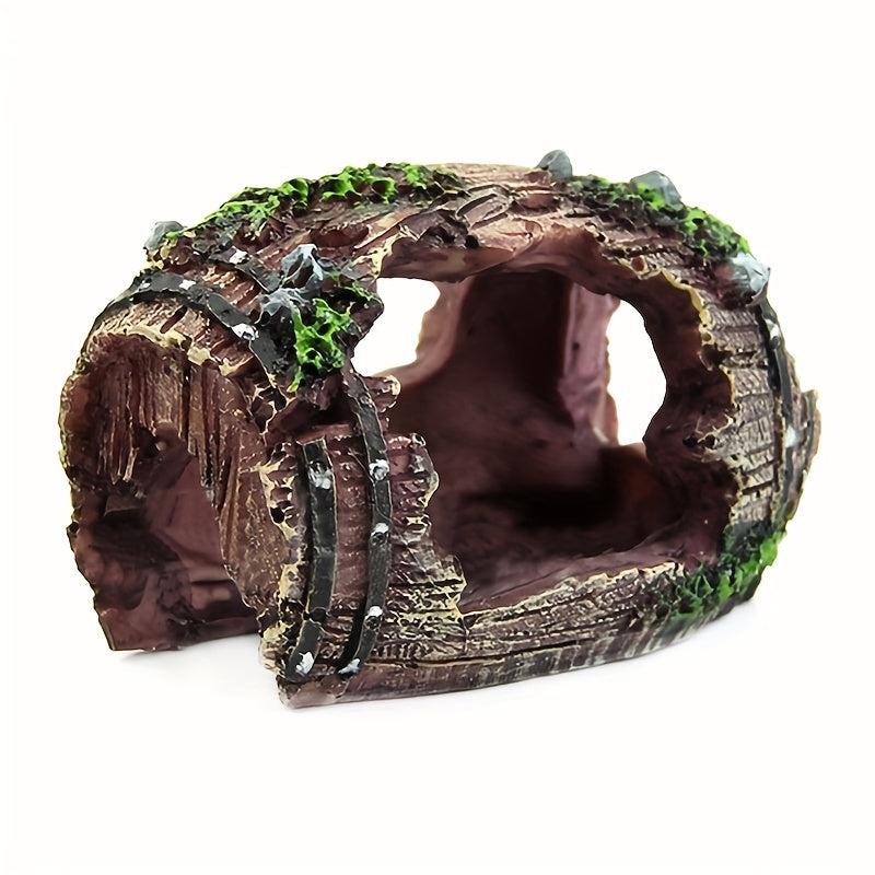 Wine Barrel Fish Hideaway Cave Aquarium Decor Resin Crafts