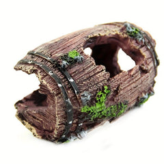 Wine Barrel Fish Hideaway Cave Aquarium Decor Resin Crafts