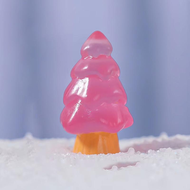 30pcs Christmas Glow Resin Mini Tree Decoration Small Ornaments Aquarium