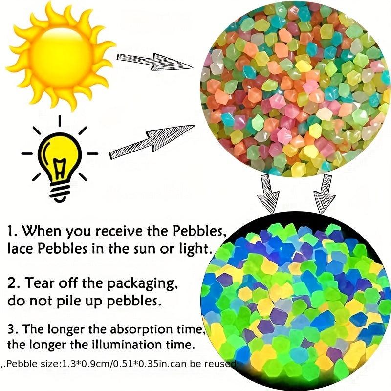 50-100pcs Luminous Aquarium Stones Fish Tank Outdoor Pebbles Decoration