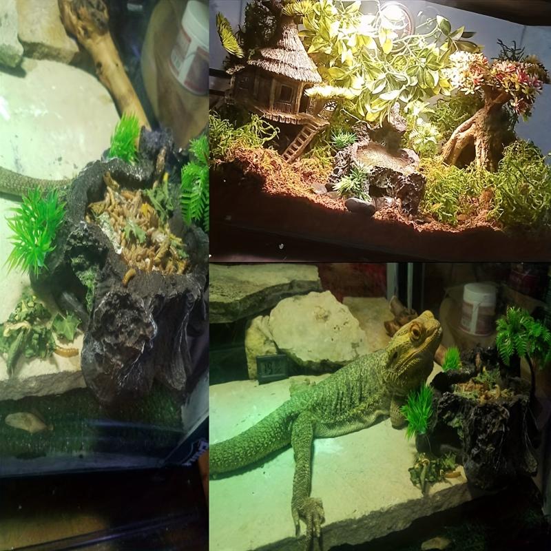 Resin Reptile Platform Tree Trunk Decor Food Water Dish