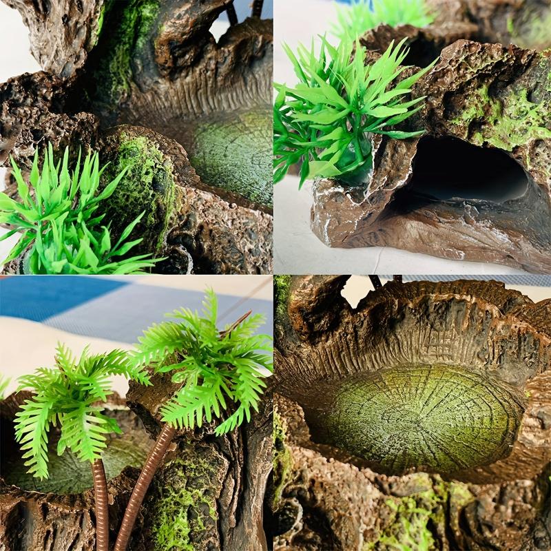 Resin Reptile Platform Tree Trunk Decor Food Water Dish