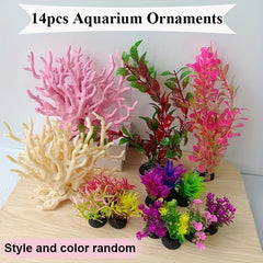 14pcs Artificial Corals & Plants for Vibrant Fish Tank