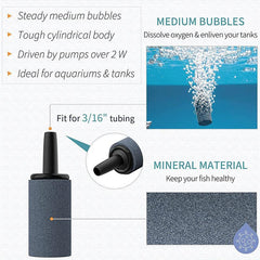 10pcs Grey Aquarium Air Stone Cylinder Diffuser for Nano Air Pumps