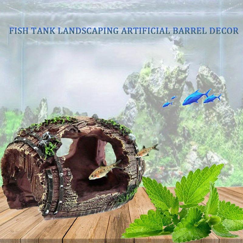 Resin Wine Barrel Cave Fish Tank Decoration for Aquarium