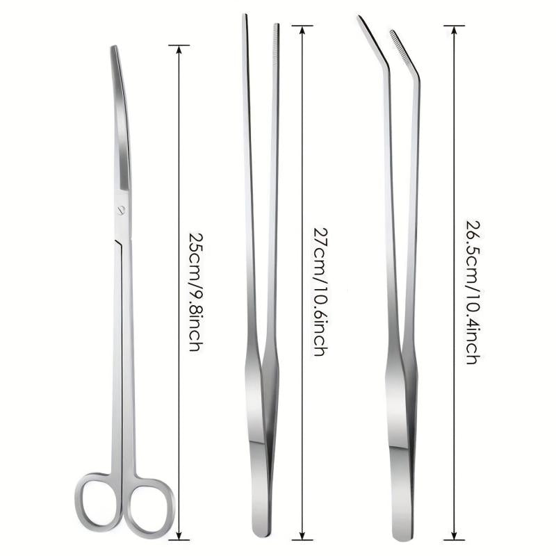 3pcs Long Stainless Steel Aquarium Plant Tools