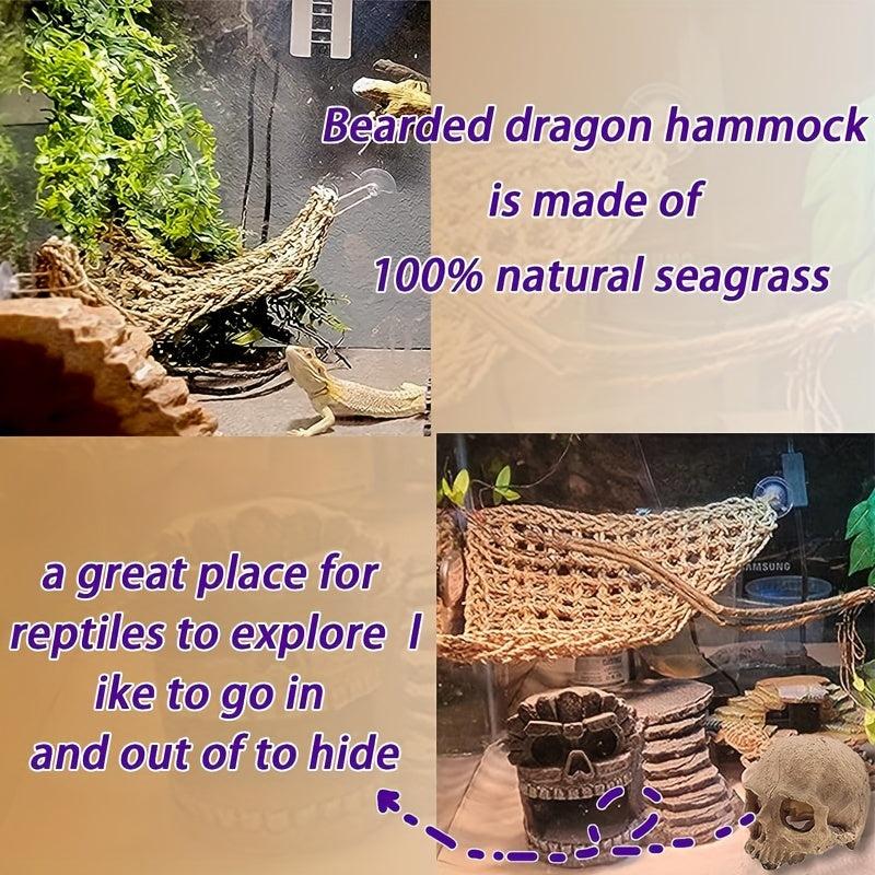 2Pcs Reptile Seagrass Hammock Lizard Lounger Tank Decor