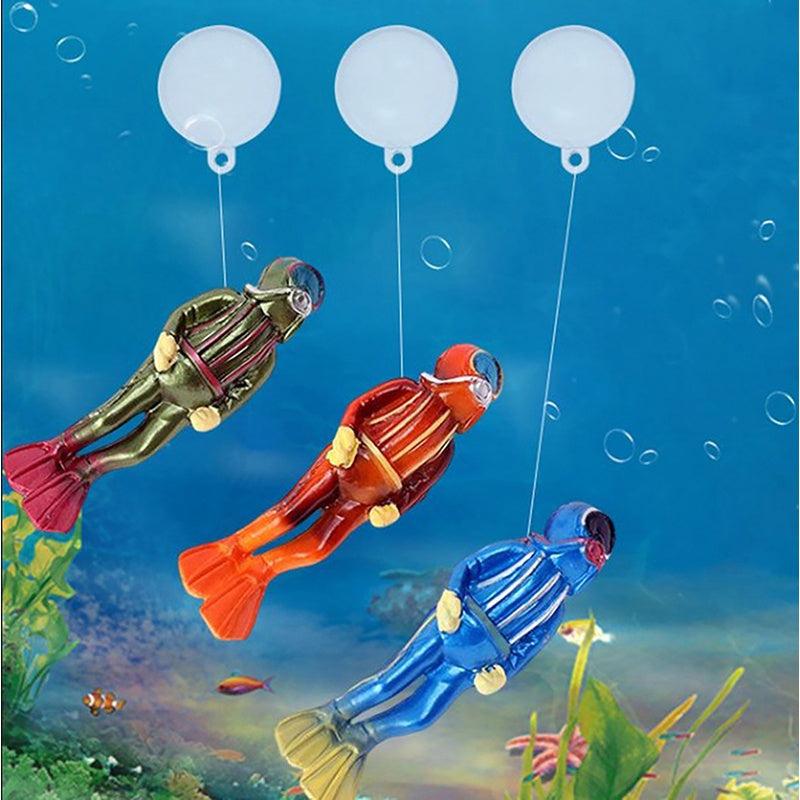 Fish Tank Diver Decoration Floating Diver Ornaments Small Diver With Ball