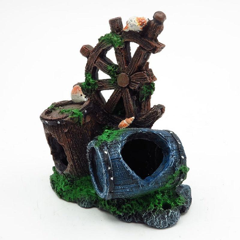 Resin Broken Barrel Aquarium Ornament