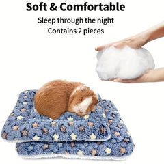 2pcs Washable Guinea Pig Bed Mat Rabbit Winter Bed Pad For Indoor Warm