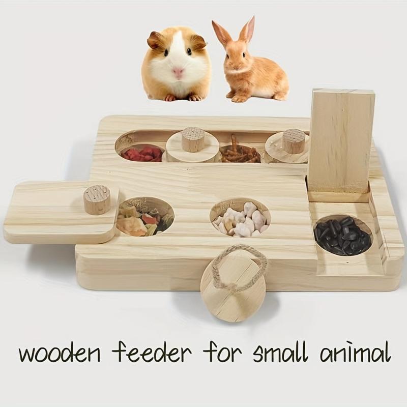 Wooden Foraging Puzzle Toys for Small Pets - Encourages Natural Instincts
