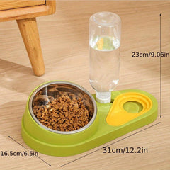 Automatic Double Bowl Pet Food & Water Bowl Neck Protection Stainless Steel