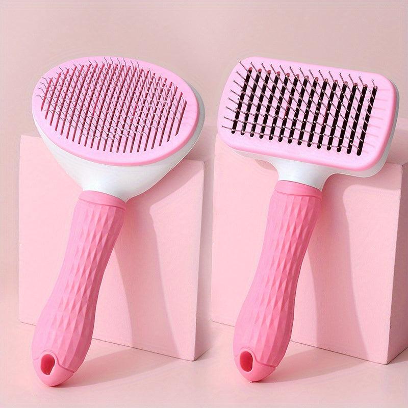 2pcs Cat Self Cleaning Comb Stainless Steel Needle Brush Pet Grooming