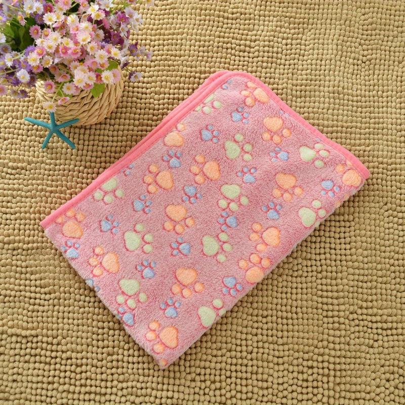Cozy Paw Print Small Animal Blanket Warm and Cozy Mat