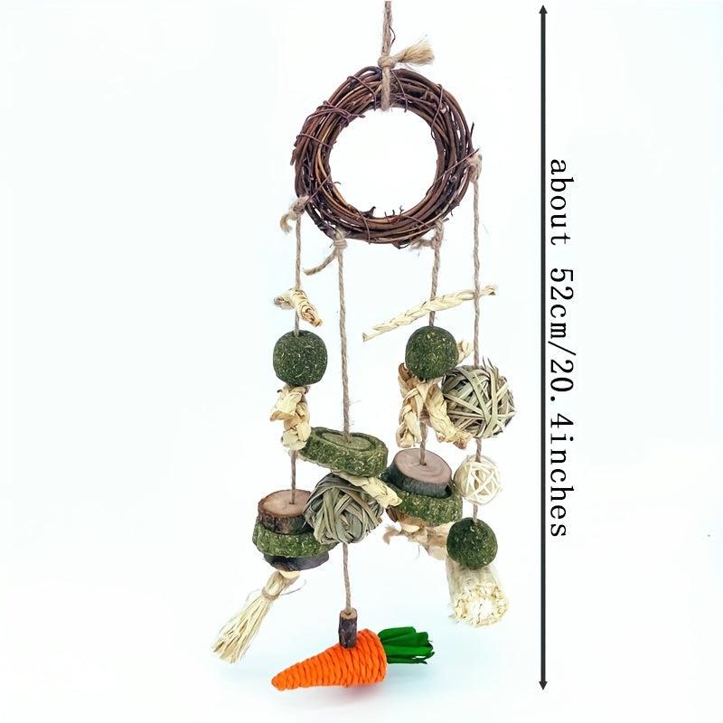 Rabbit Chew Toy Hanging Rattan Ring Snack Guinea Pigs Hamsters