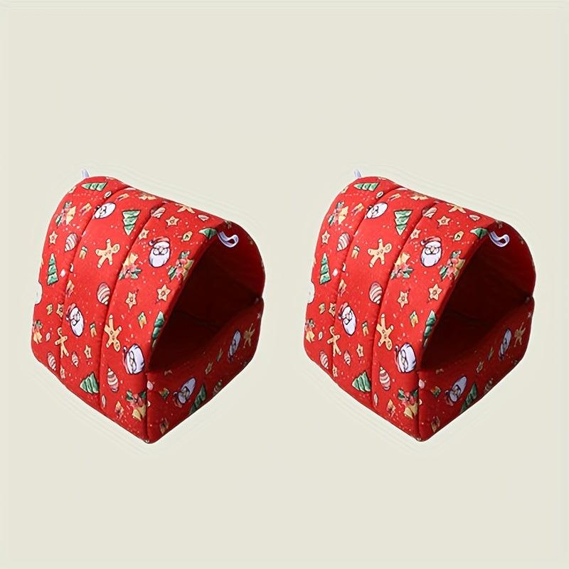 Pet Christmas Red Hammock Hamster Nest Santa Claus Graphic Small Pet Accessories