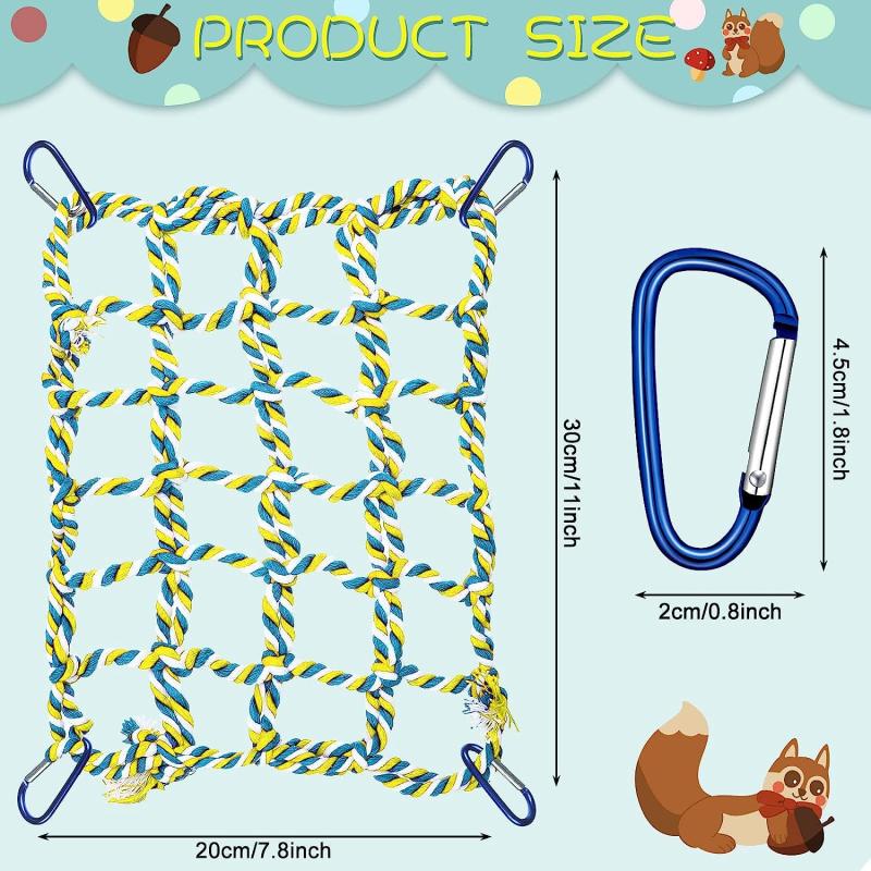 Small Animal Hammock Parrot Bird Toys Woven Climbing Net Cage Accessories