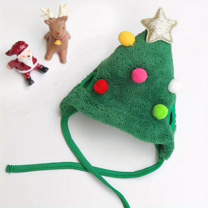 Christmas Pet Hat Bib Santa Claus Decoration Set for Small Dogs and Cats