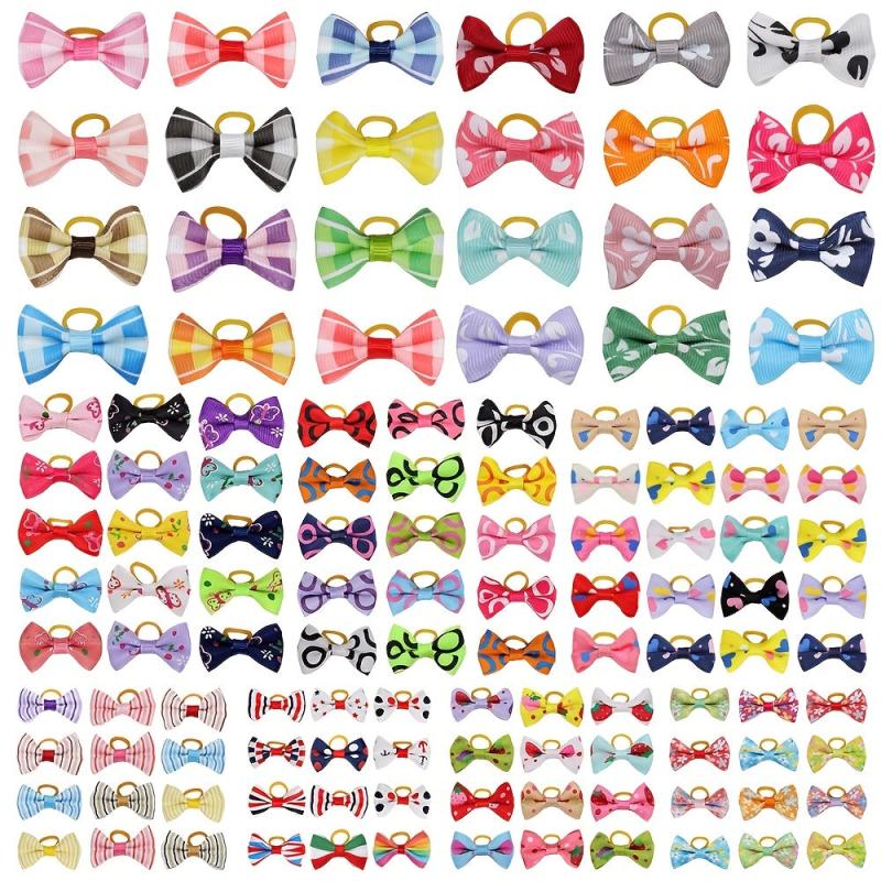 20pcs Pet Hair Accessories: Dog Hair Bands, Cat Bow, Rubber Bands