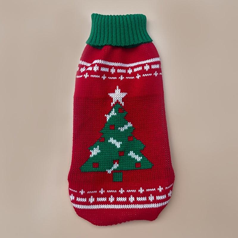 Christmas Pattern Pet Knitted Sweater - Warm Holiday Cloth