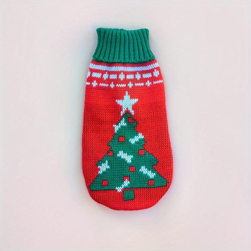 Christmas Pattern Pet Knitted Sweater - Warm Holiday Cloth
