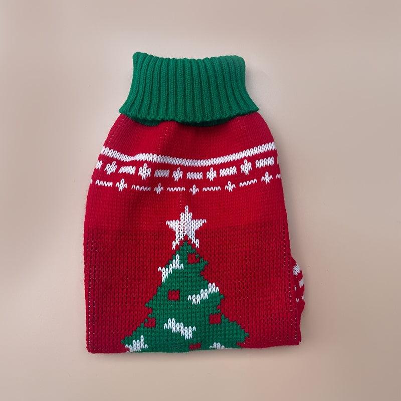 Christmas Pattern Pet Knitted Sweater - Warm Holiday Cloth