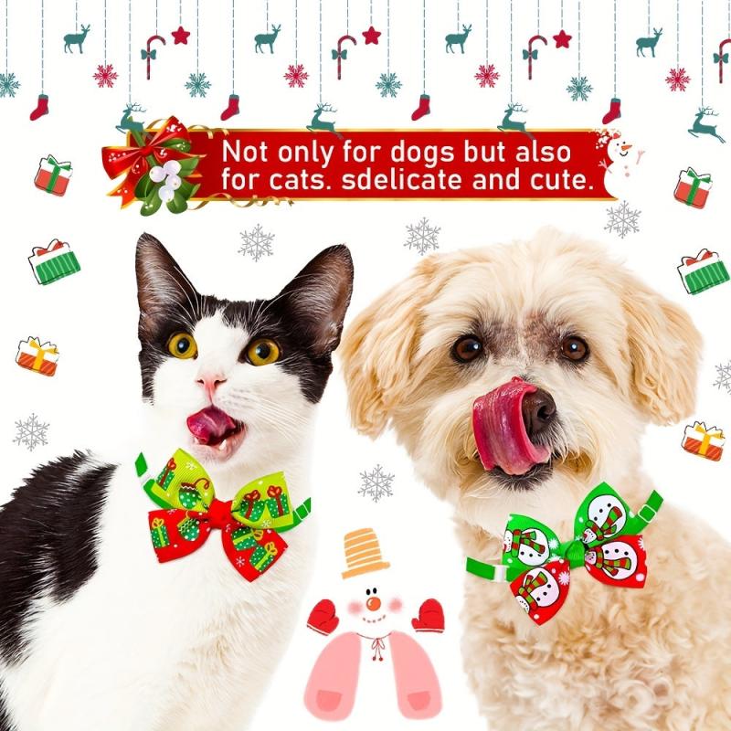 Christmas Dog Bowtie Collar Stylish Pet Neckwear for Dogs and Cats