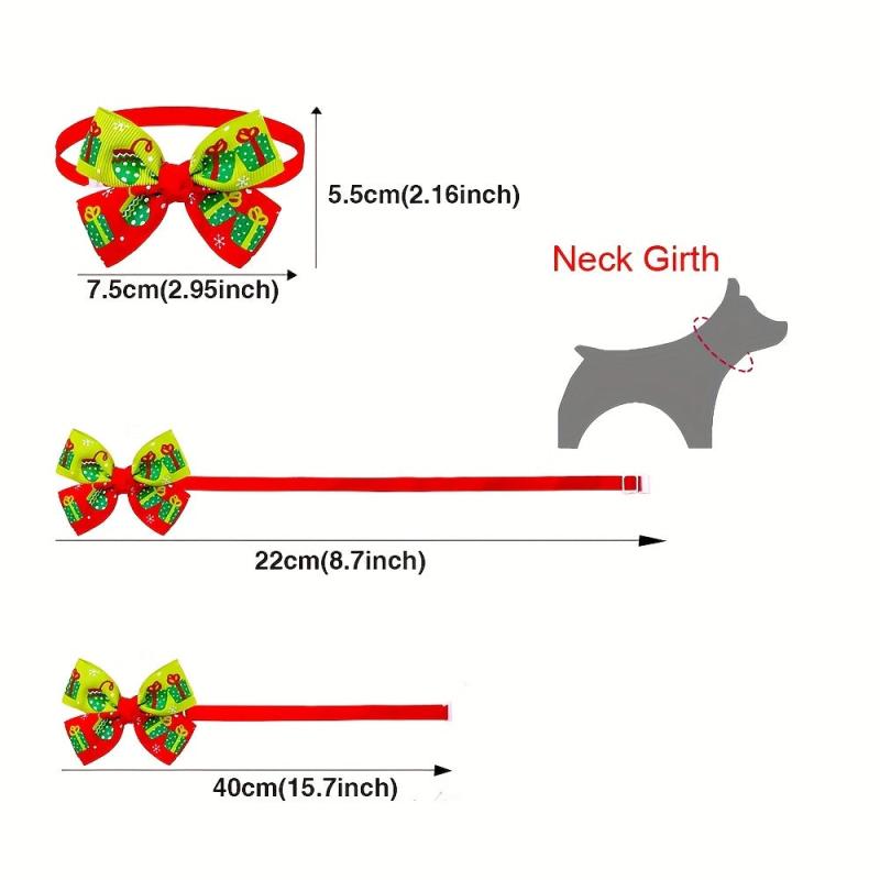 Christmas Dog Bowtie Collar Stylish Pet Neckwear for Dogs and Cats