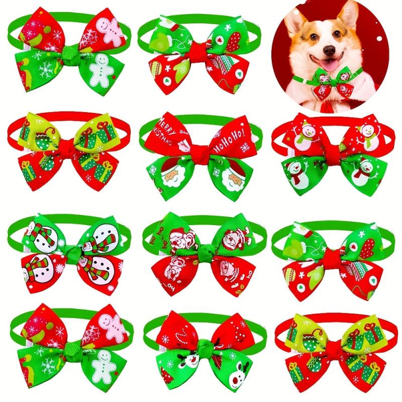 Christmas Dog Bowtie Collar Stylish Pet Neckwear for Dogs and Cats