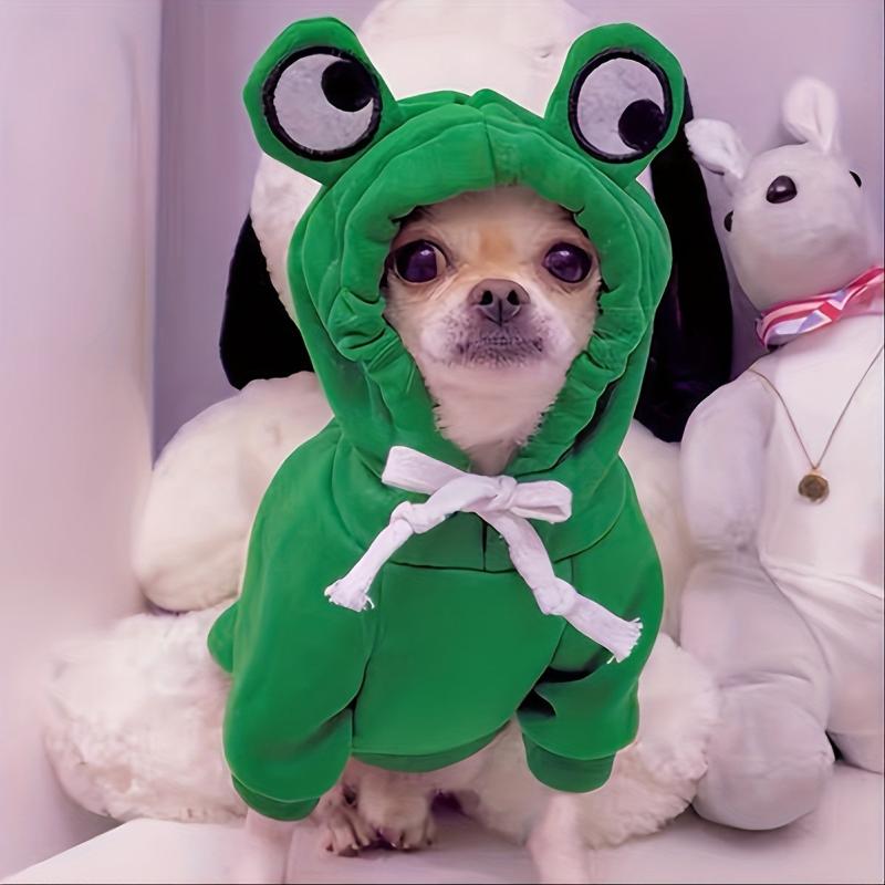 Dog Hoodie Green Frog Pet Sweater Small Medium Dogs