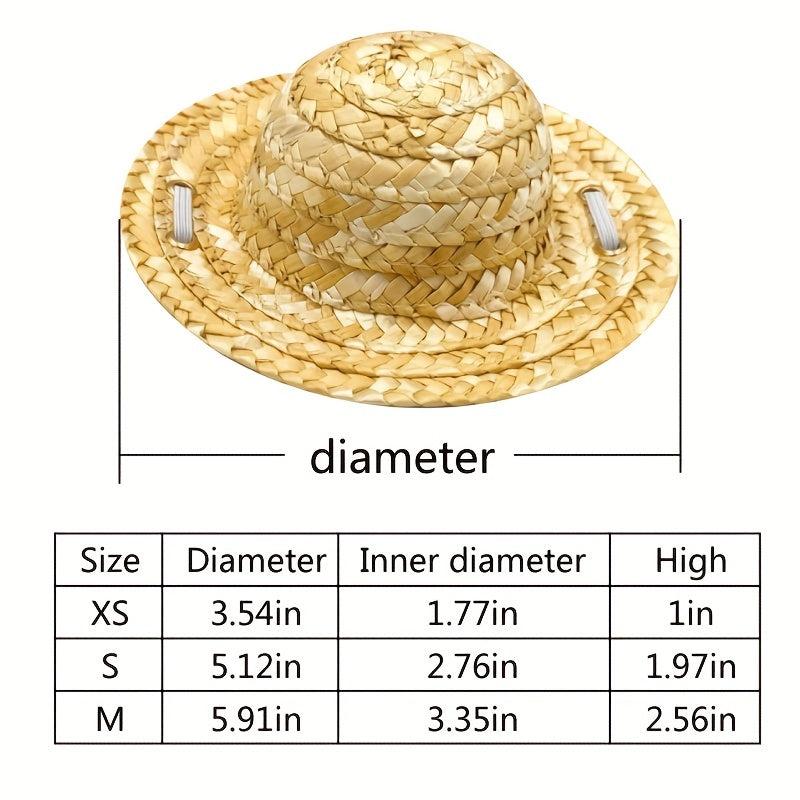 Adjustable Pet Sombrero Straw Hat for Sun Protection