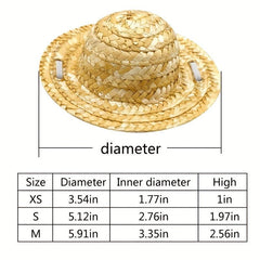 Adjustable Pet Sombrero Straw Hat for Sun Protection