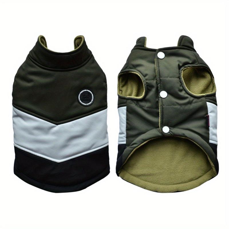 Winter Dog Coat V shaped Contrast Pet Costume Coldproof Warm Padded Dog Clothes
