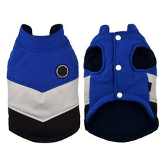 Winter Dog Coat V shaped Contrast Pet Costume Coldproof Warm Padded Dog Clothes