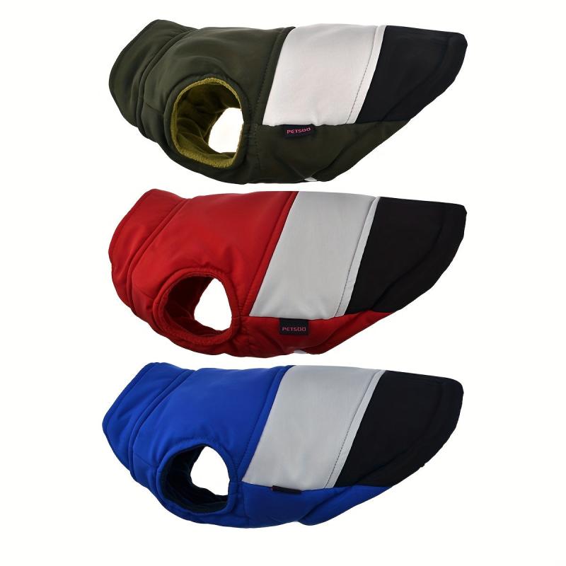 Winter Dog Coat V shaped Contrast Pet Costume Coldproof Warm Padded Dog Clothes