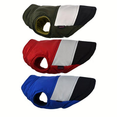 Winter Dog Coat V shaped Contrast Pet Costume Coldproof Warm Padded Dog Clothes