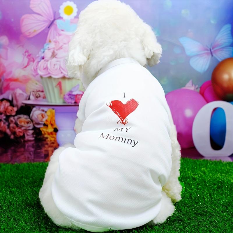 Breathable Love Mom Print Dog Vest Summer Pet T Shirt