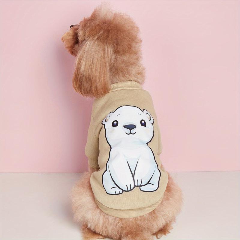 Pet Print Sweatshirt with Bear Cartoon Decor