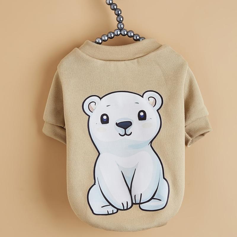 Pet Print Sweatshirt with Bear Cartoon Decor